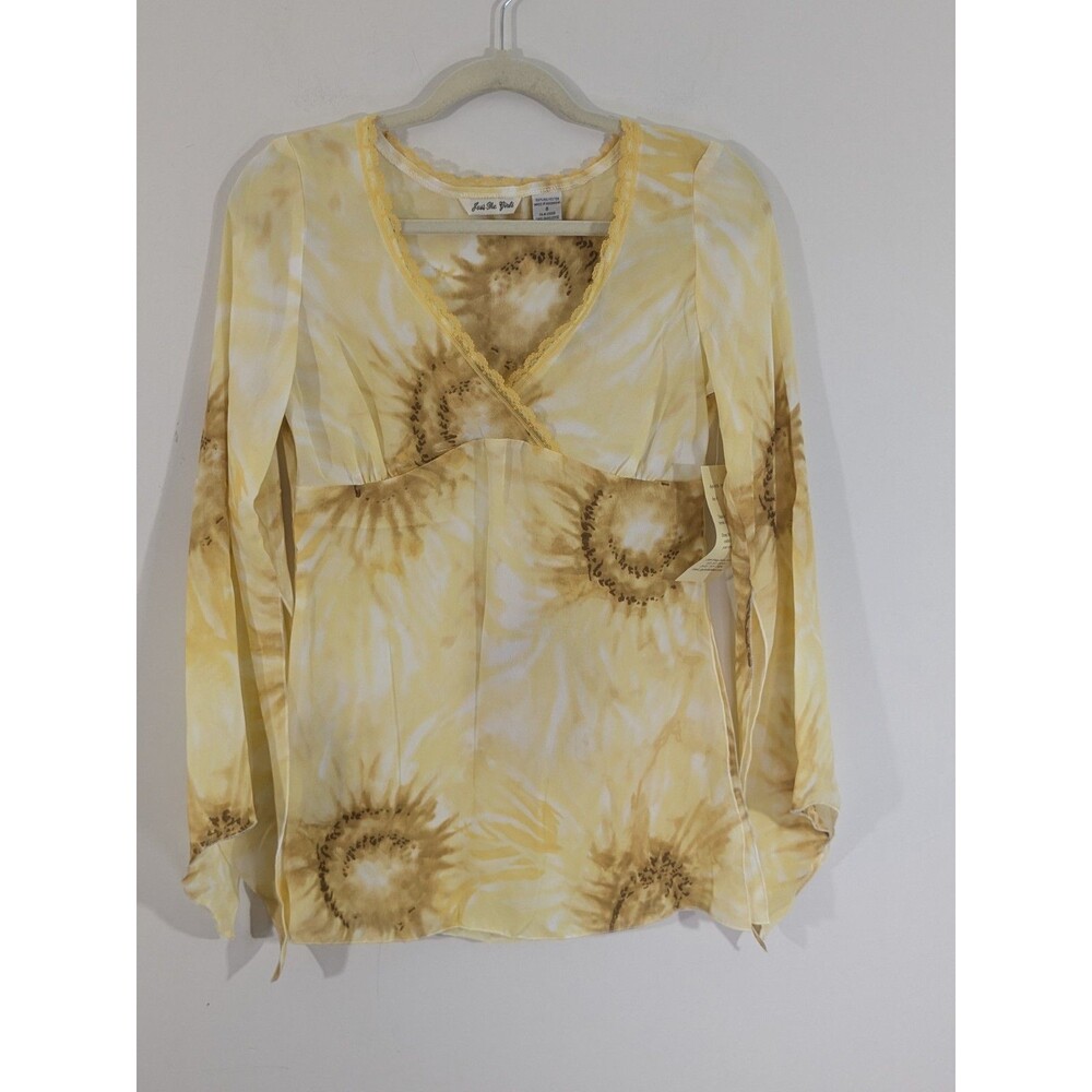 New Vintage Y2K Flowy Babydoll Top S Sunflower Shirt Romantic Ethereal Fairy - Picture 2 of 8